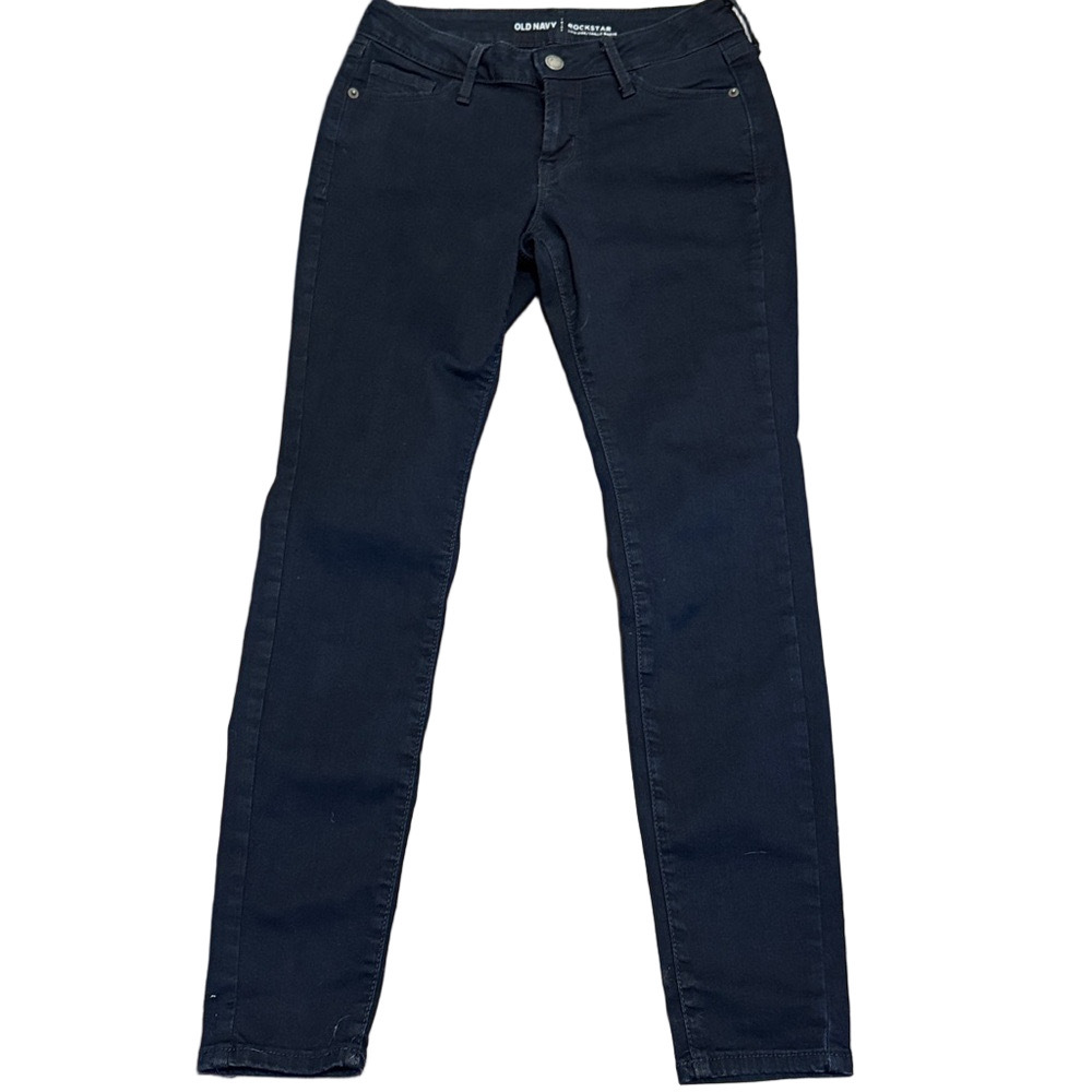 Old Navy Black Rockstar Super Skinny Mid-Rise Denim Jeans 8 Petite